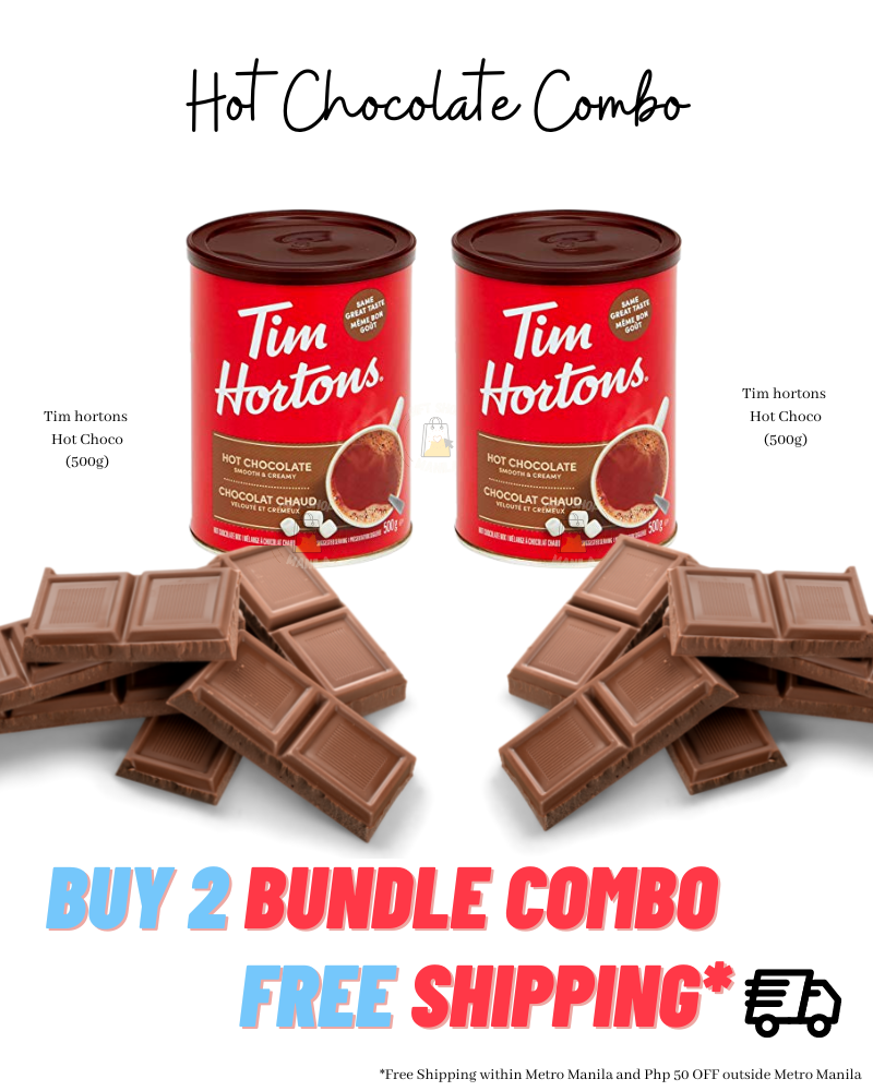 Bundle of 2 Tim Hortons Hot Chocolate Drink in Can 500g Ready to