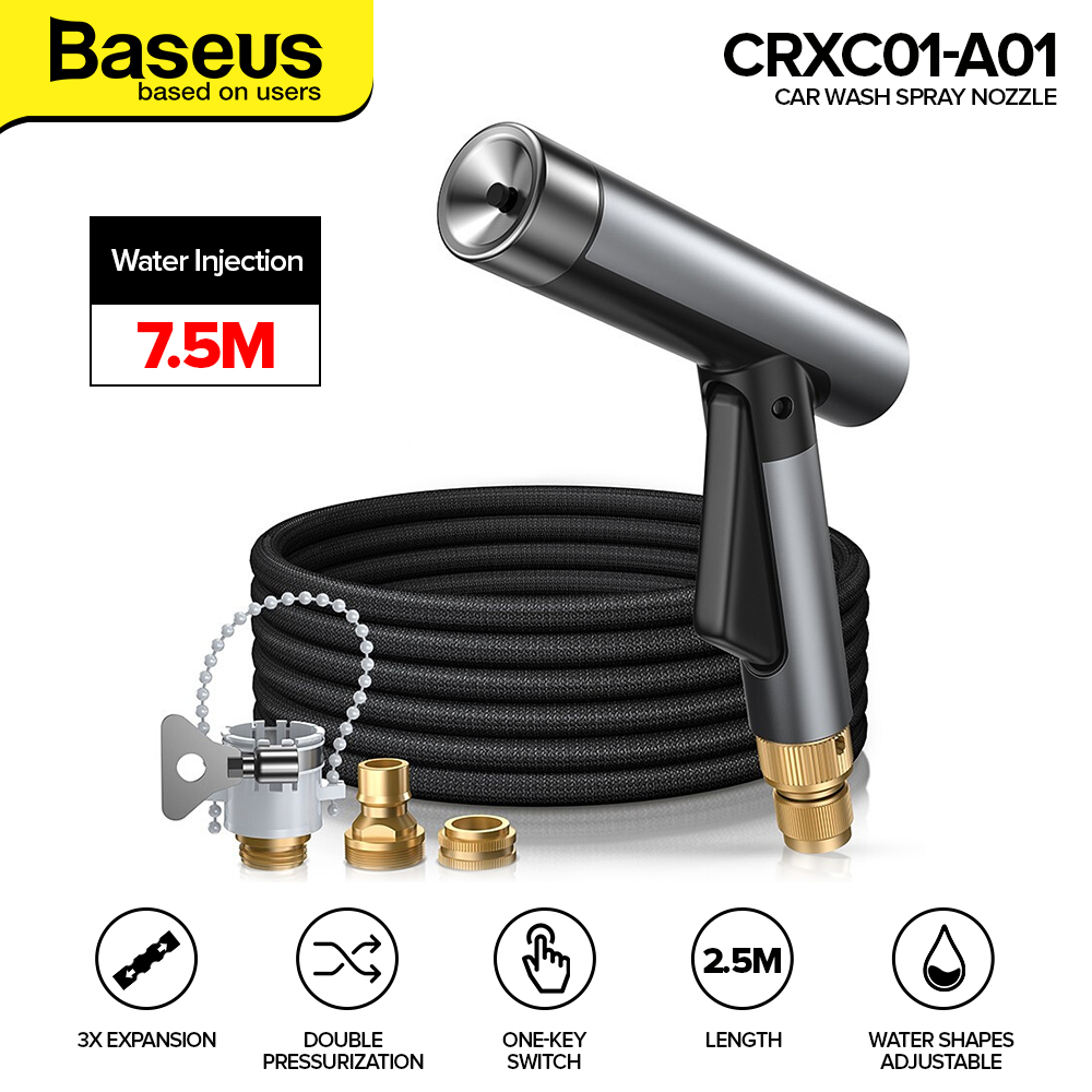 BASEUS Car Washing Gun Sprayer Nozzle Magic Flexible Hose High Pressure