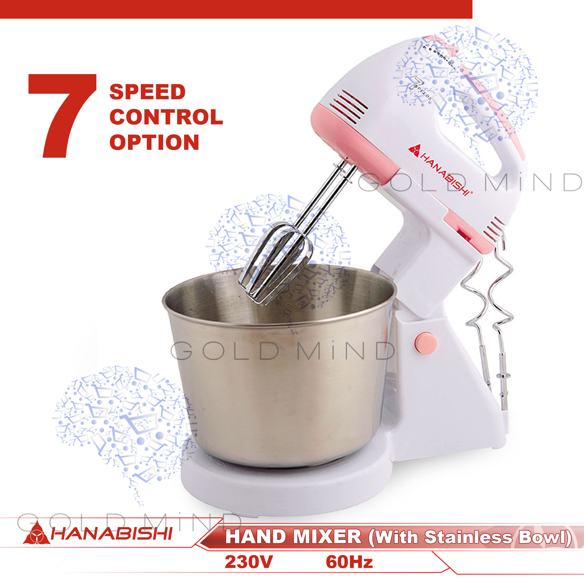 Hanabishi Hand Mixer with Stainless Steel Bowl 7Speed Gold Mind Everyday Low Price Lazada PH