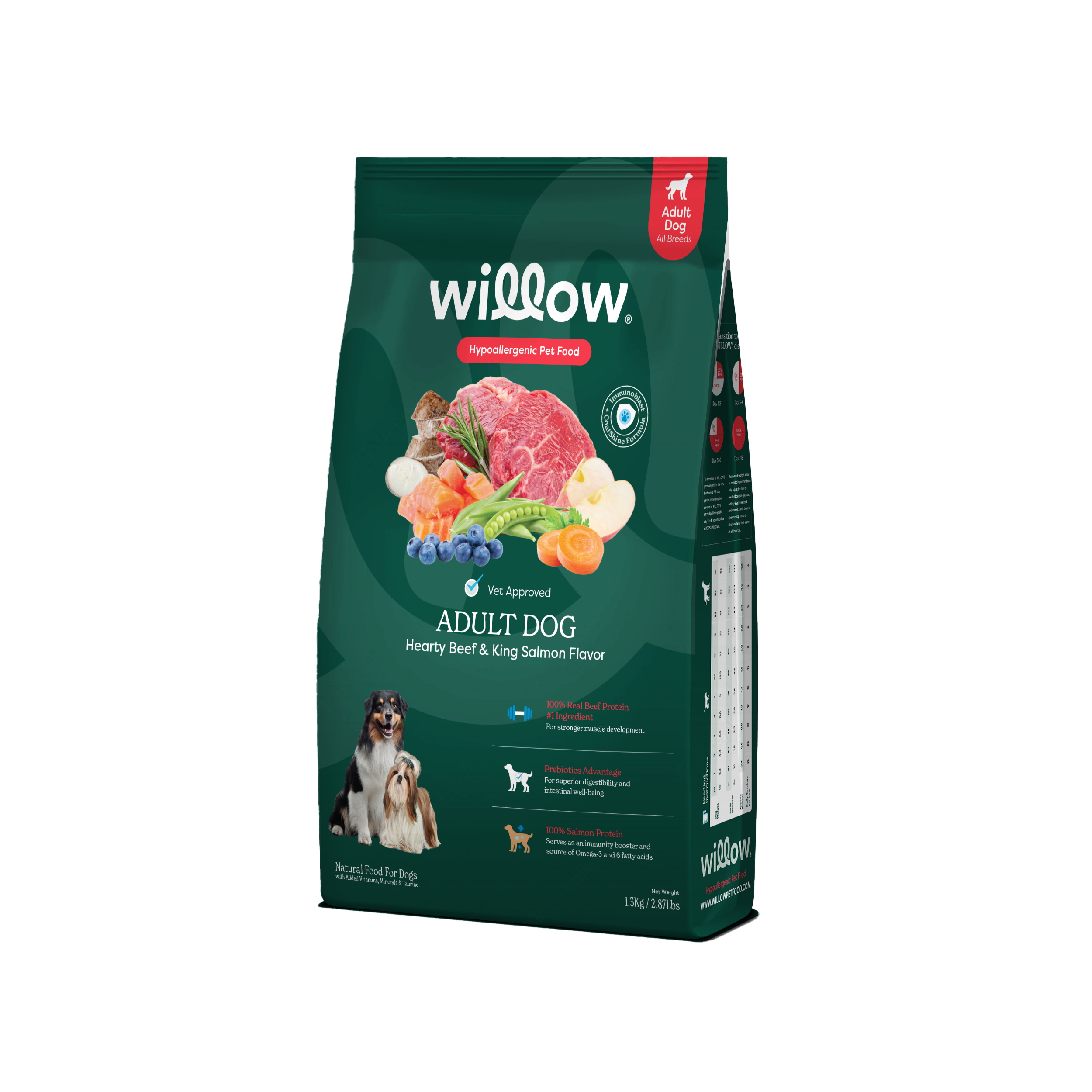 Willow HYPOALLERGENIC Adult Dog Hearty Beef and King Salmon 1.3 kg