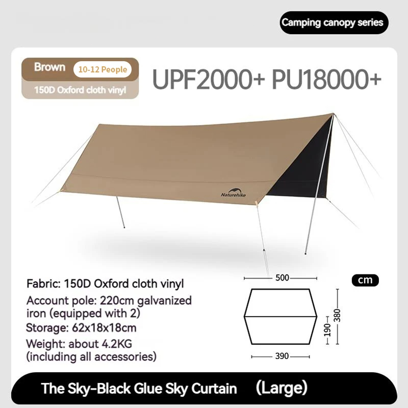 Naturehike Sky Canopy Lite Outdoor Camping 7 in 1 Vinyl Sunscreen ...
