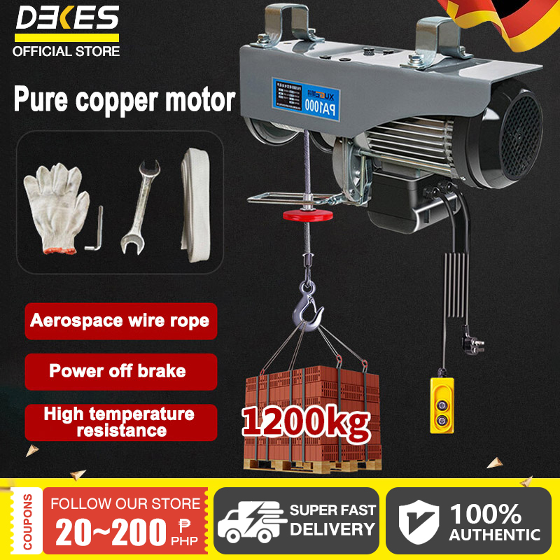 DEKES Electric hoist, wire rope hoist, lifting weight 1200kg, wire rope