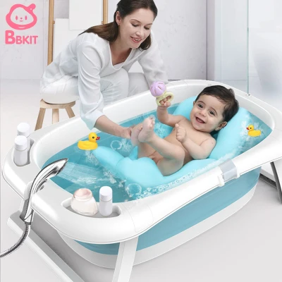 [FREE BATH NET ] BBKIT Folding Baby Bath Tub Foldable Comfortable Bathing Tubs for Baby girl Bath tub with Net for Boy
