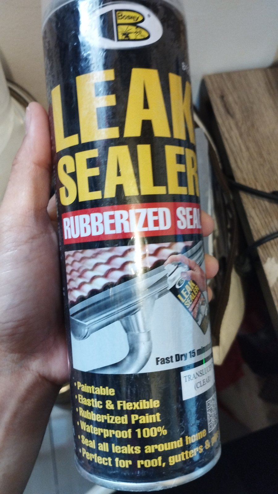 Bosny Rubber Leak Sealer 600cc Aerosol Spray Can (Clear , Paintable