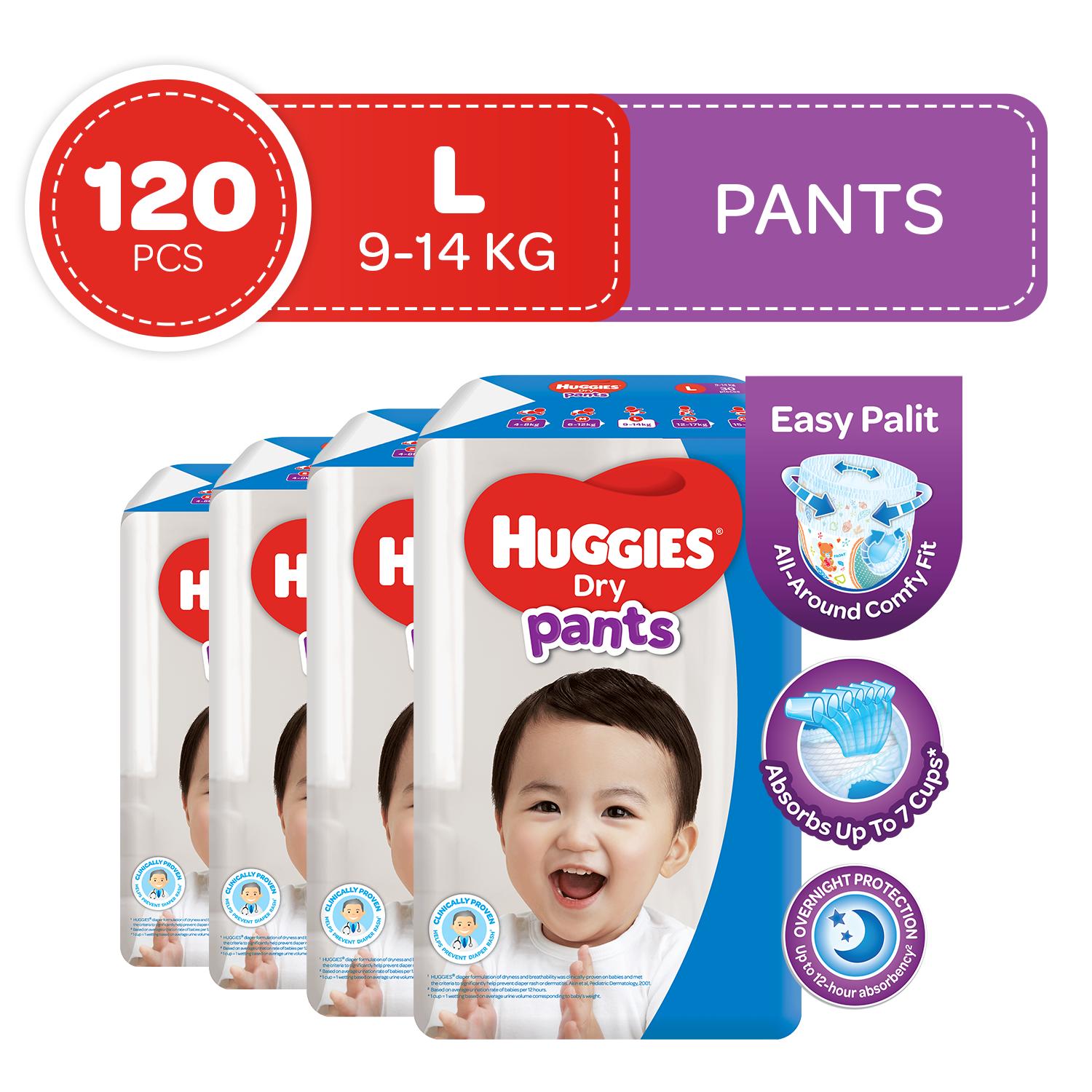 Huggies Dry Pants Large - 30 pcs x 4 packs (120 pcs)