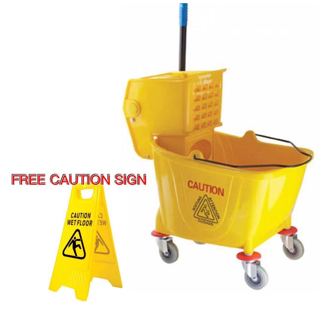 Mop Bucket Squeezer with Wringer 20L (Free Caution Sign) Lazada PH