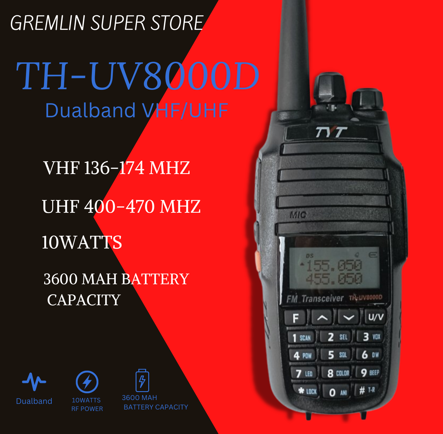 10W TYT UV8000D Handheld FM Transceiver walkie talkie Lazada PH