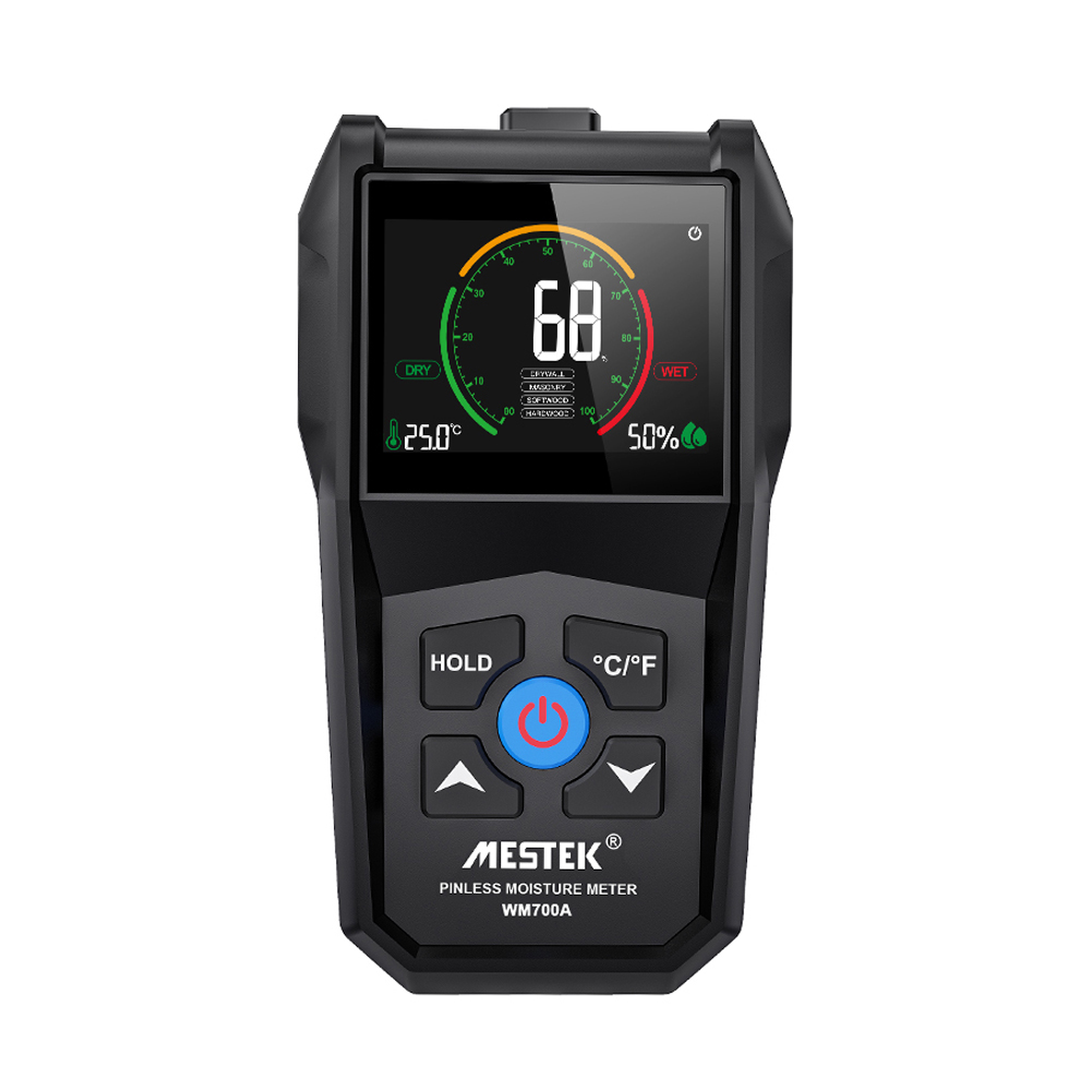 MESTEK Full Angle Inverted Display Screen Non-destructive Inductive Wood Moisture Meter Environmental Temperature Humidity Detection ℃/℉ Units Conversion Household Soft Wood Hard Wood Drywall Masonry Moisture