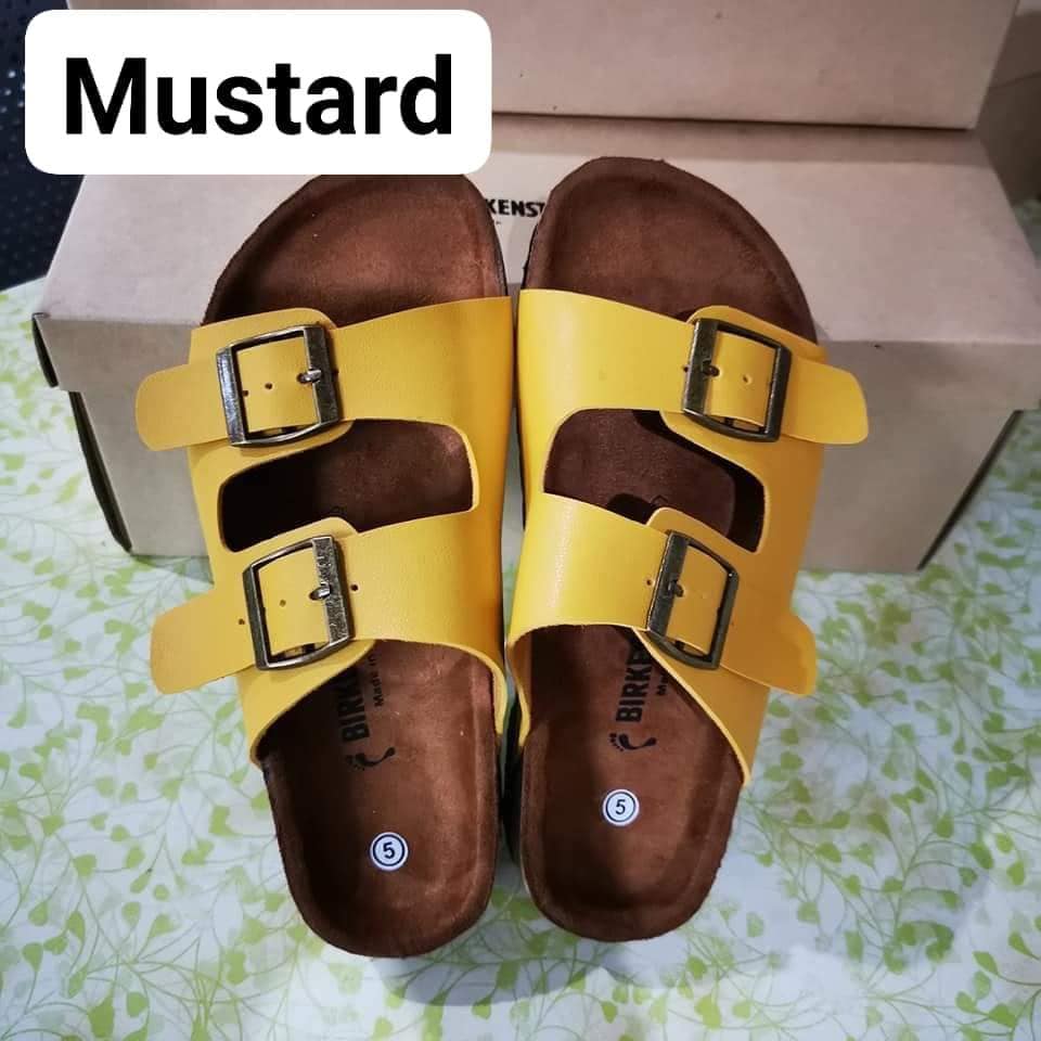 mustard sliders shoes