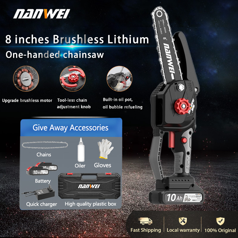 Mini Chainsaw 4-Inch Cordless Electric Portable with Brushless