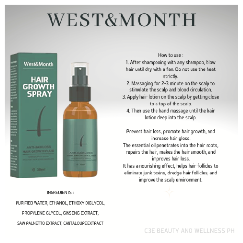 West&Month Hair Growth Spray 30ml C3E Beauty and Wellnessph Nourishing  Enhancer Beard Oil Spray for Thicker Fuller Beard Moisturizing | Lazada PH