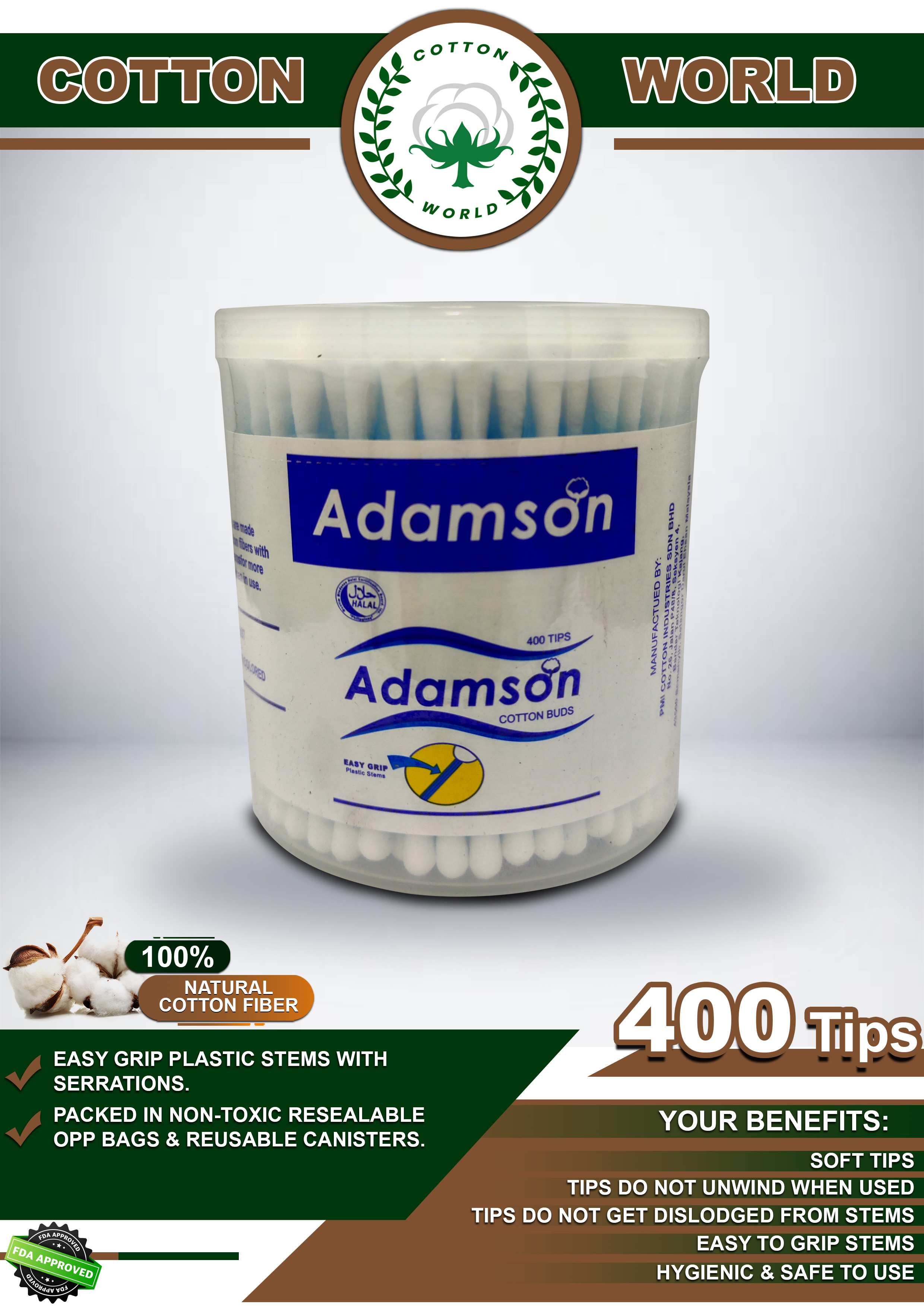 Adamson Cotton Buds Canister 400 tips Lazada PH
