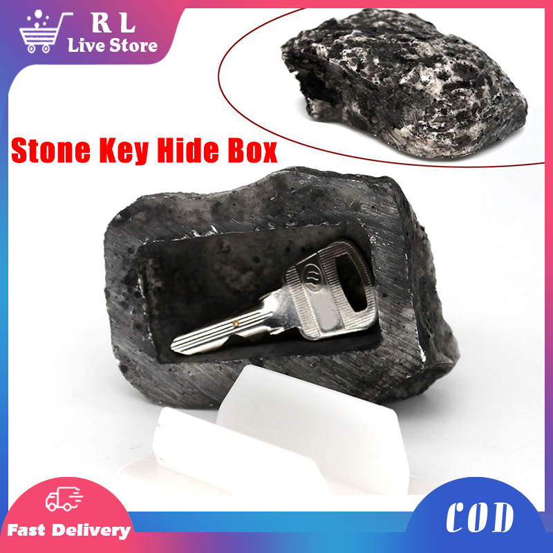 1pc Stone-type Resin Key Box Hidden Storage Key Case Artificial Stone Key  Hider Key Holder for Men 