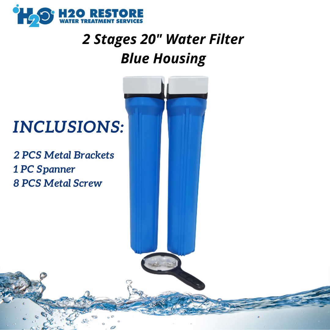 Water Filter 2 Stages Blue Housing Only 20" Slim Type (Water Filter Not