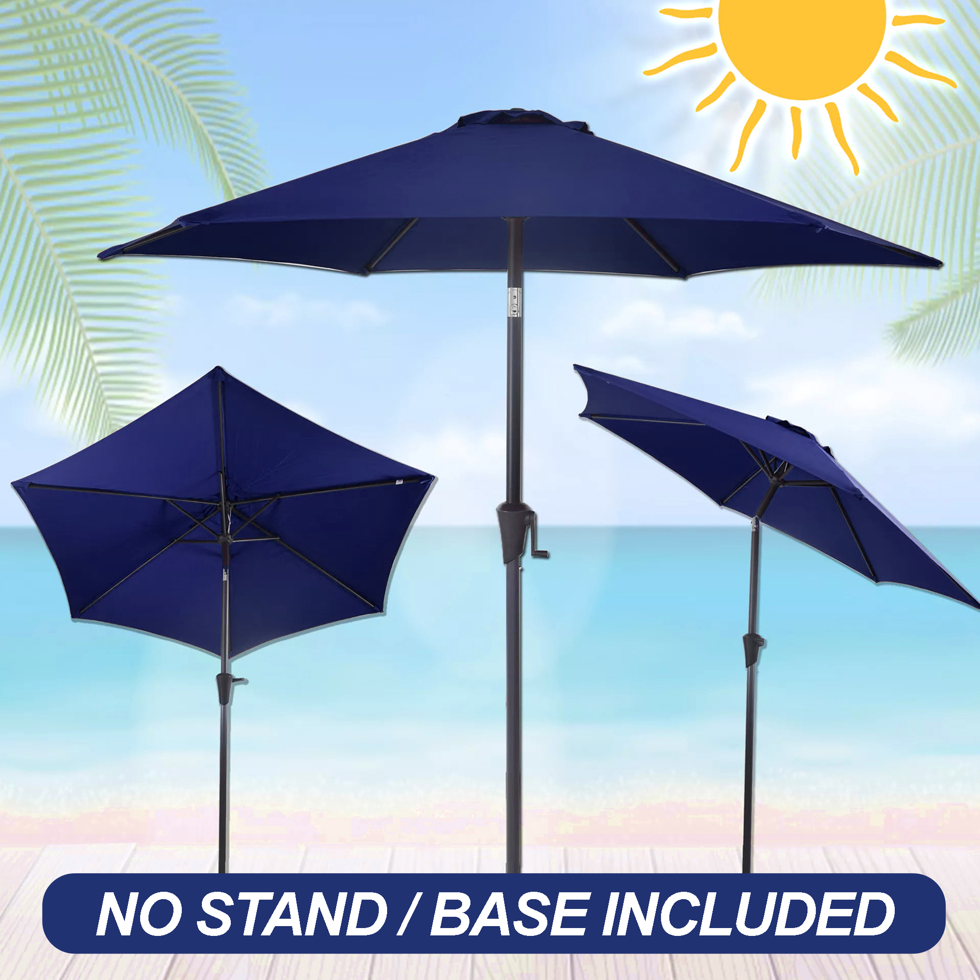 KRUZO 213cm / 7ft Heavy Duty Outdoor Umbrella with 45° Tilt (STAND SOLD