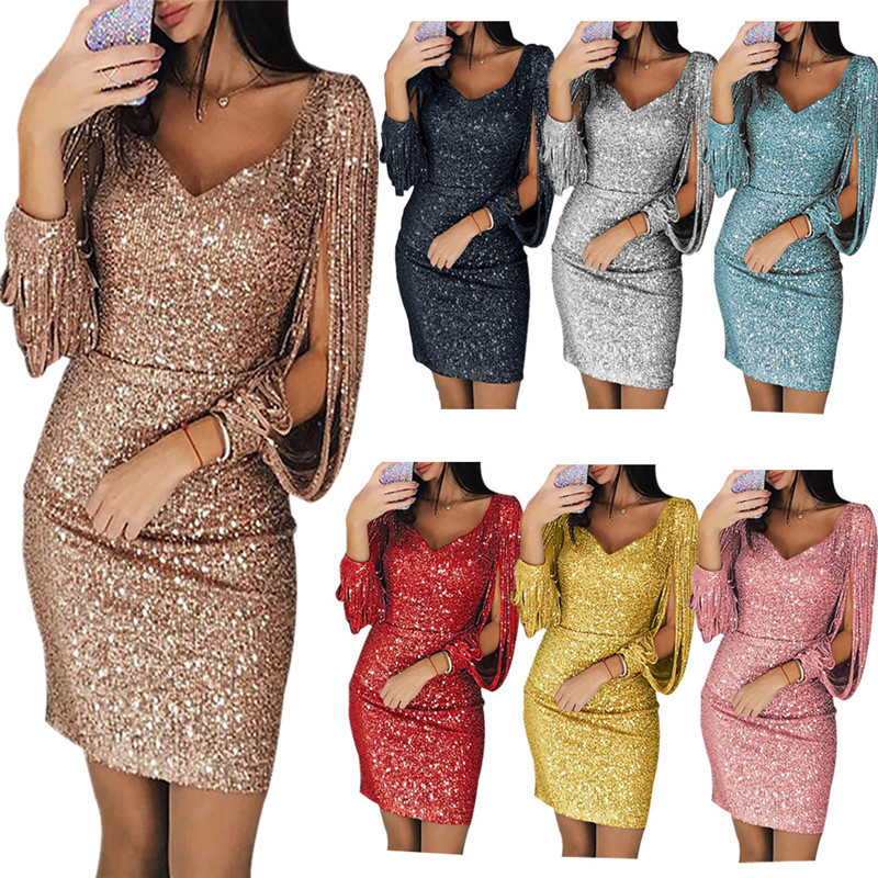 sachin and babi light blue dress YWDJ Formal Dresses for Women Cocktail Dresses Formal Midi Sequin Knee  Length Fringe Sleeveless Fashion Crewneck Zipper Solid Party for Wedding  Guest Evening Party Graduation Birthday Party Tea Party
