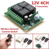 12V 4CH Channel 433MHz Wireless RF Remote Control Relay Switch With 2 Receiver