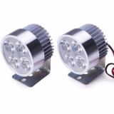 2pcs 12W 4 LED Headlight Work Head Light Driving Fog Spot Night Lamps for eBike Motorcycle(SILVER COVER)