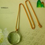 Optical Golden 5x Power Magnifier Glass Necklace Magnifying Pendant For Reading