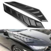 Pair Hood Bonnet Long Side Louver Vent Decor For 16-18 10th Gen Honda Civic Jdm