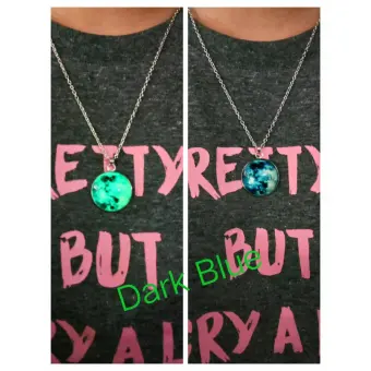 Glow In The Dark Full Moon Necklace Dark Blue Moon Lazada Ph