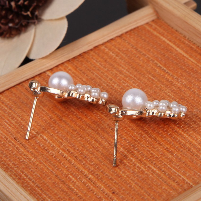 HKS Korean Style Elegant Gold Plated Imitation Pearl Cherry Ear Studs