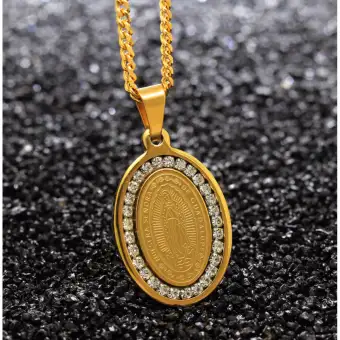18k gold virgin mary necklace