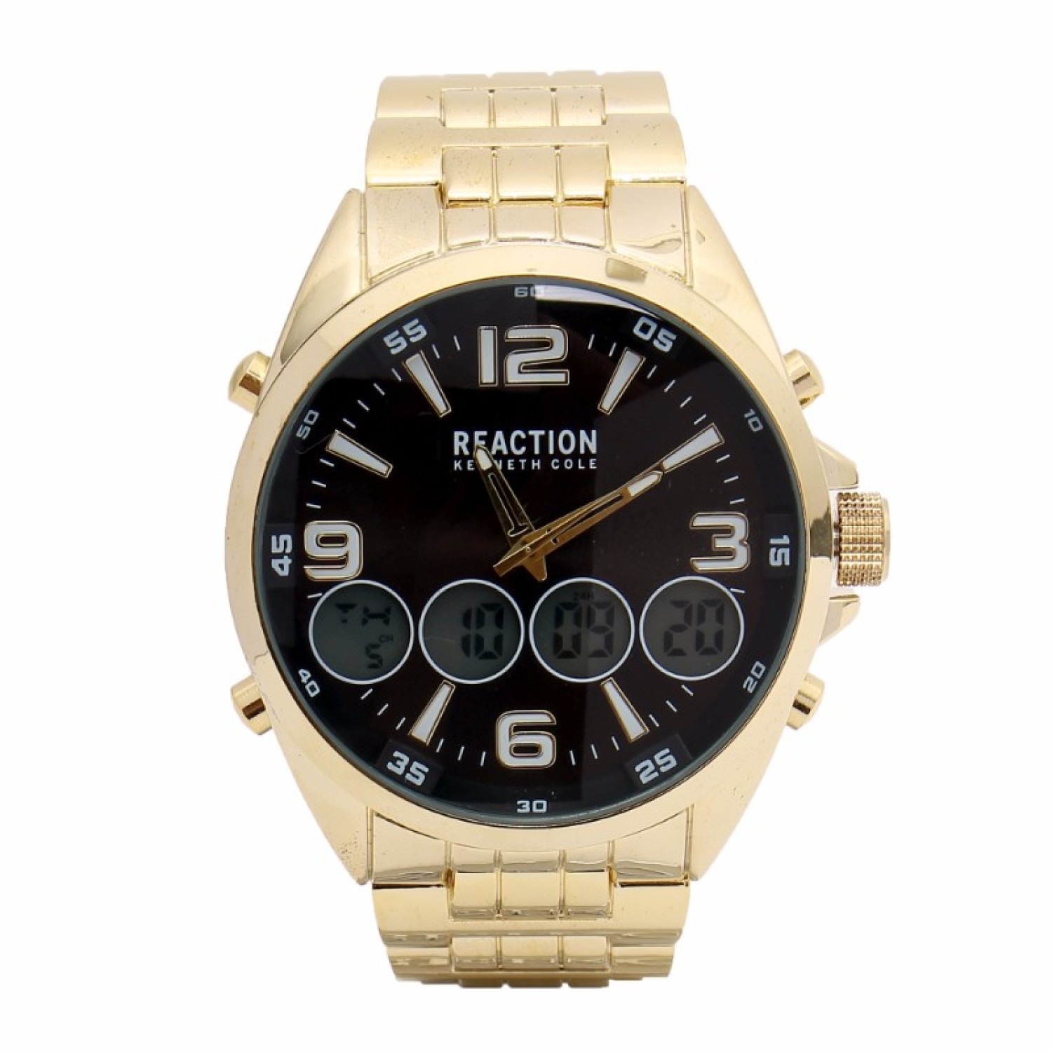 gold metal watch