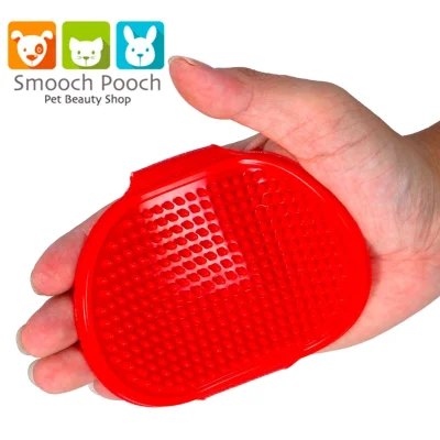 New 2017 Michiko Pet Dog Bath Shower Massage Brush Grooming Comb Soft Rubber Grip (Red)