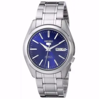 blue face stainless steel watch