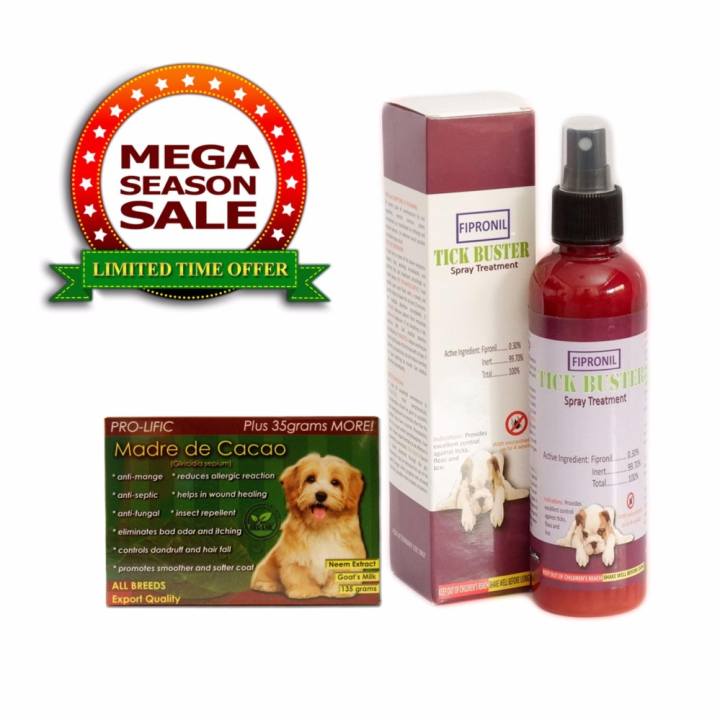 Tick Buster Anti-Ticks Fipronil Pet Spray Treatment 200mL with Pro ...