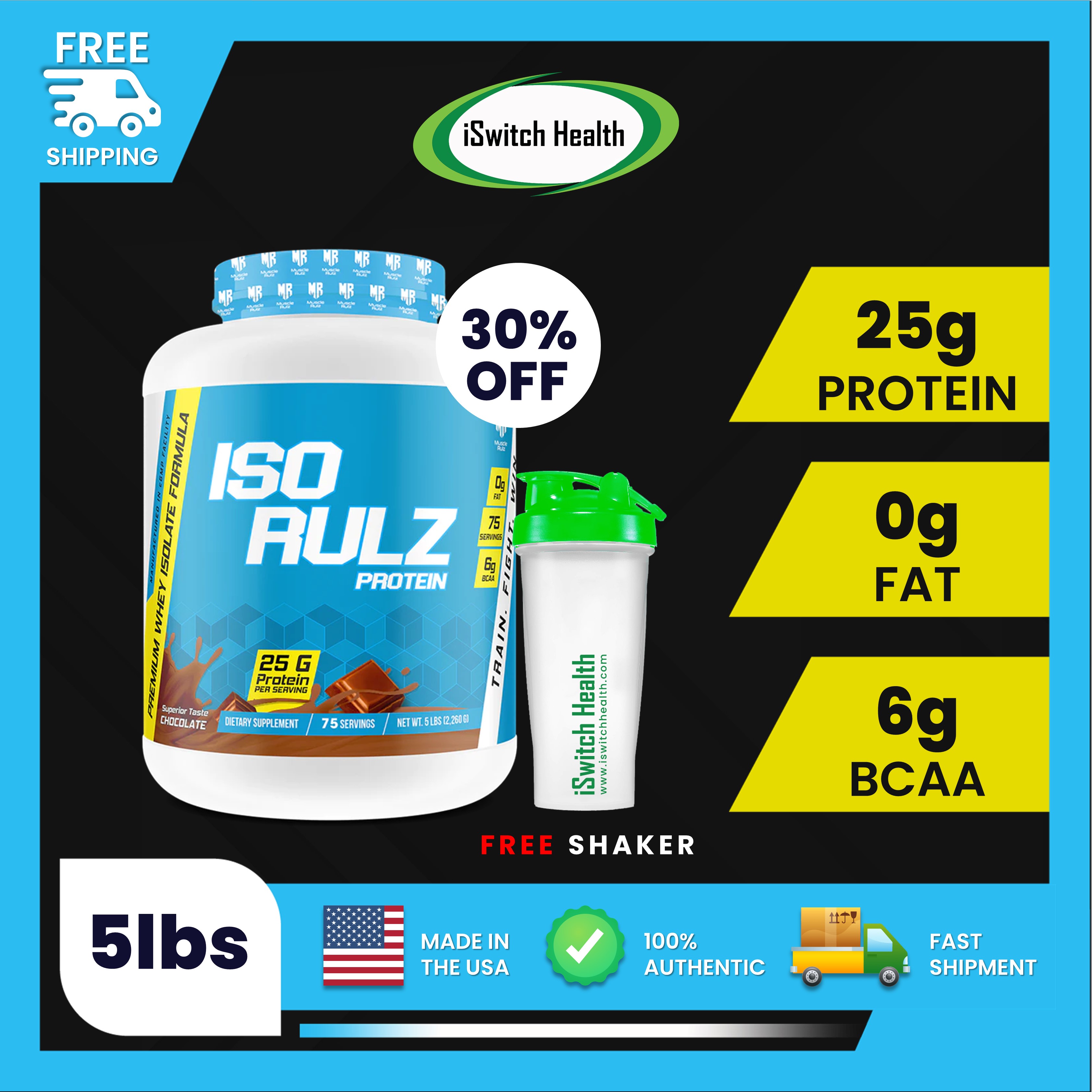 Muscle Rulz Iso Rulz Premium Whey Protein Isolate Formula 5 LBS