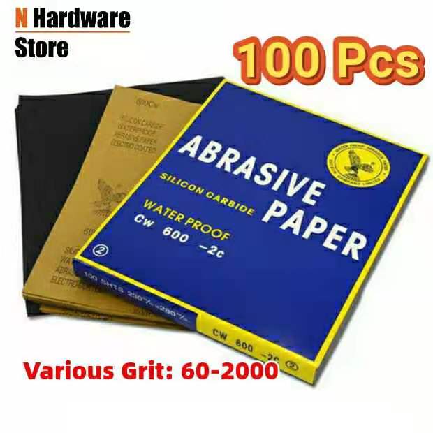 100 Pcs Waterproof Sand Paper Grit 60/80/100/120/150/180/200/220/240