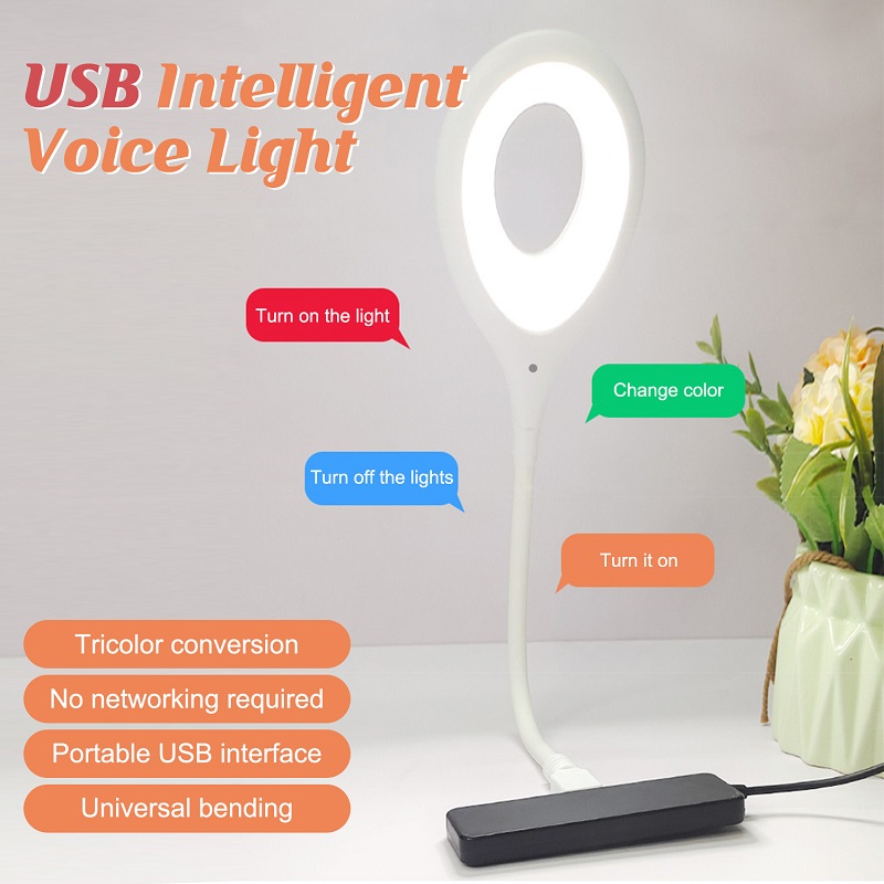 USB Intelligent Voice Night Light USB LED Control Table Lamp Artificial