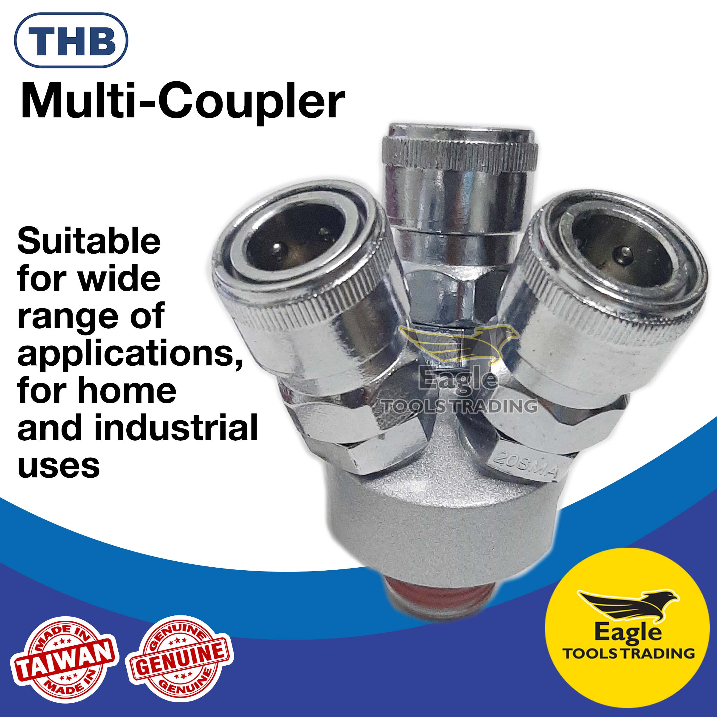 THB Air Quick connect Coupler Multi Coupler SMY 3 way Zinc 20SMA 1/