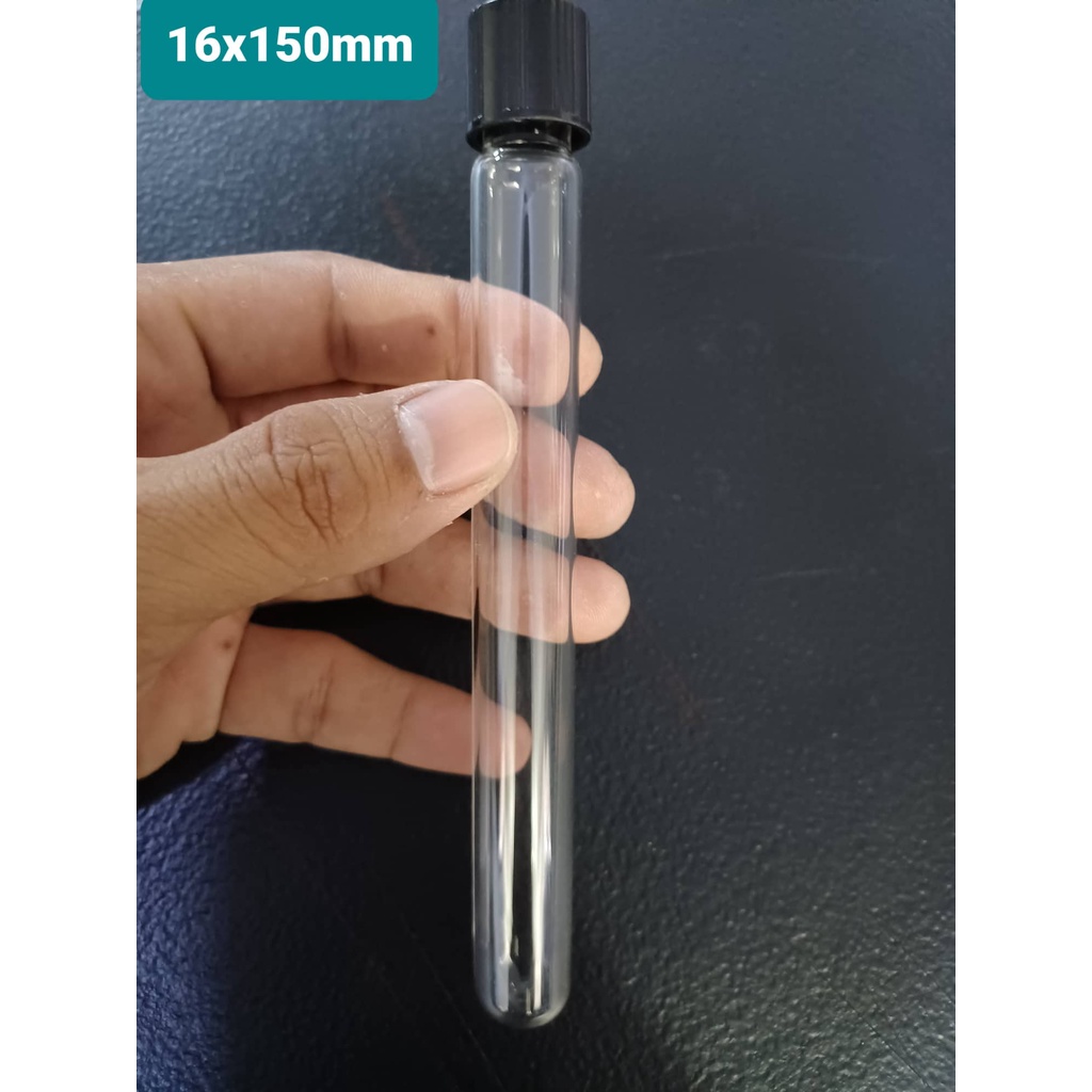 3pcs Per Order 16x150mm 20ml Culture Tube With Black Screw Cap