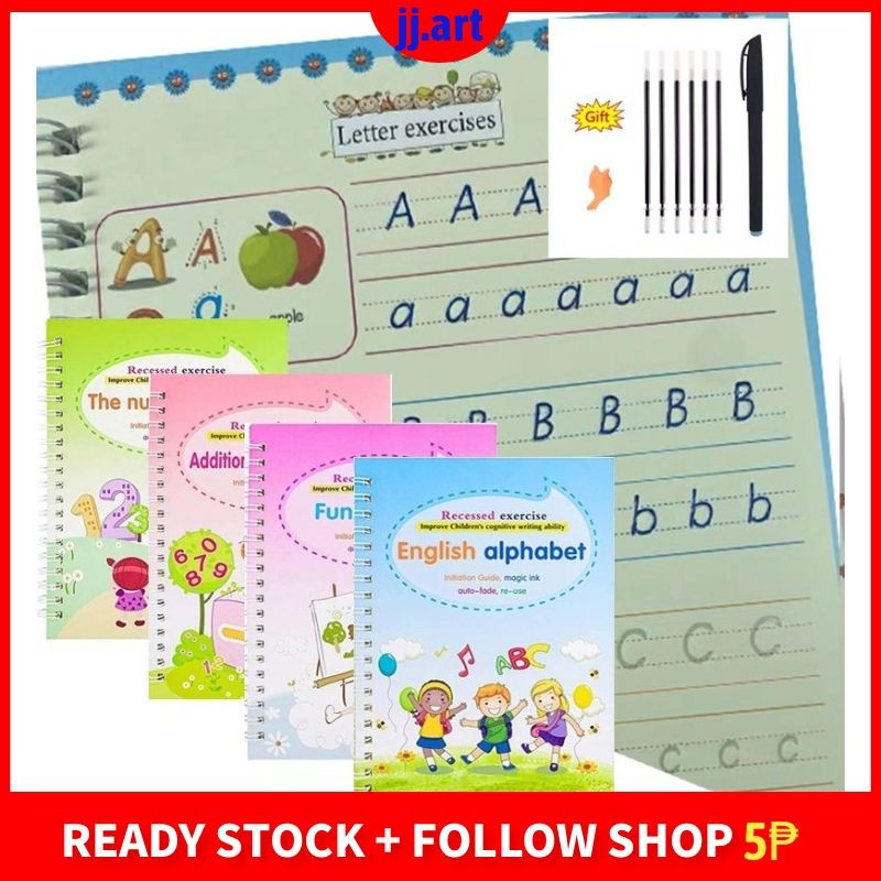 Magic Book 4 Books/set Kids Copybook Reusable Reading and Writing Book ...