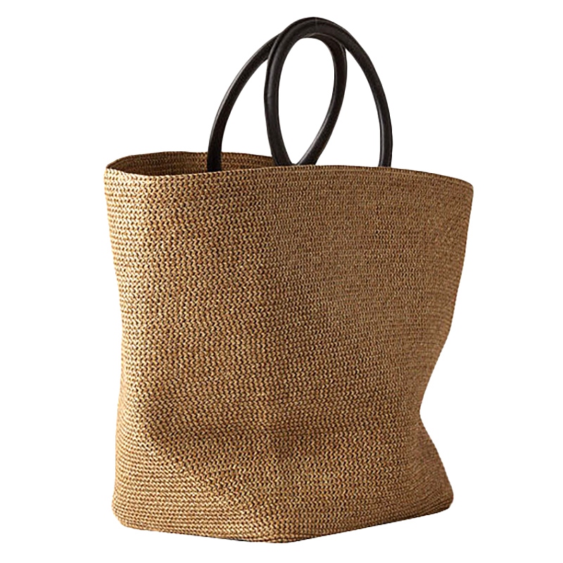 Vintage Rattan Women Handbags Wicker Woven Straw Bags Round Handle Tote ...