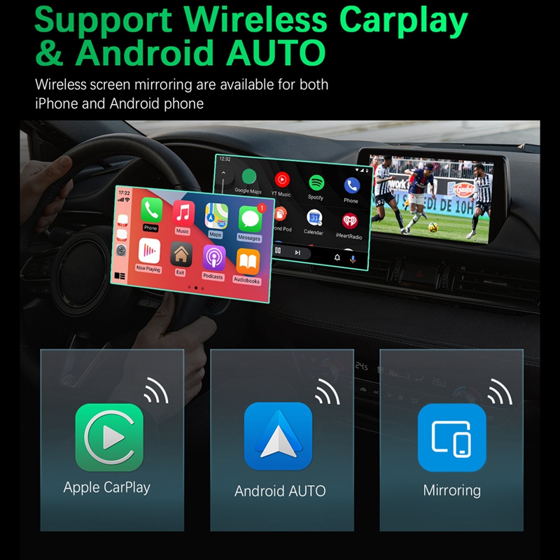 Wireless Carplay IOS Android Auto Ai Box Car Multimedia Player 4+64G