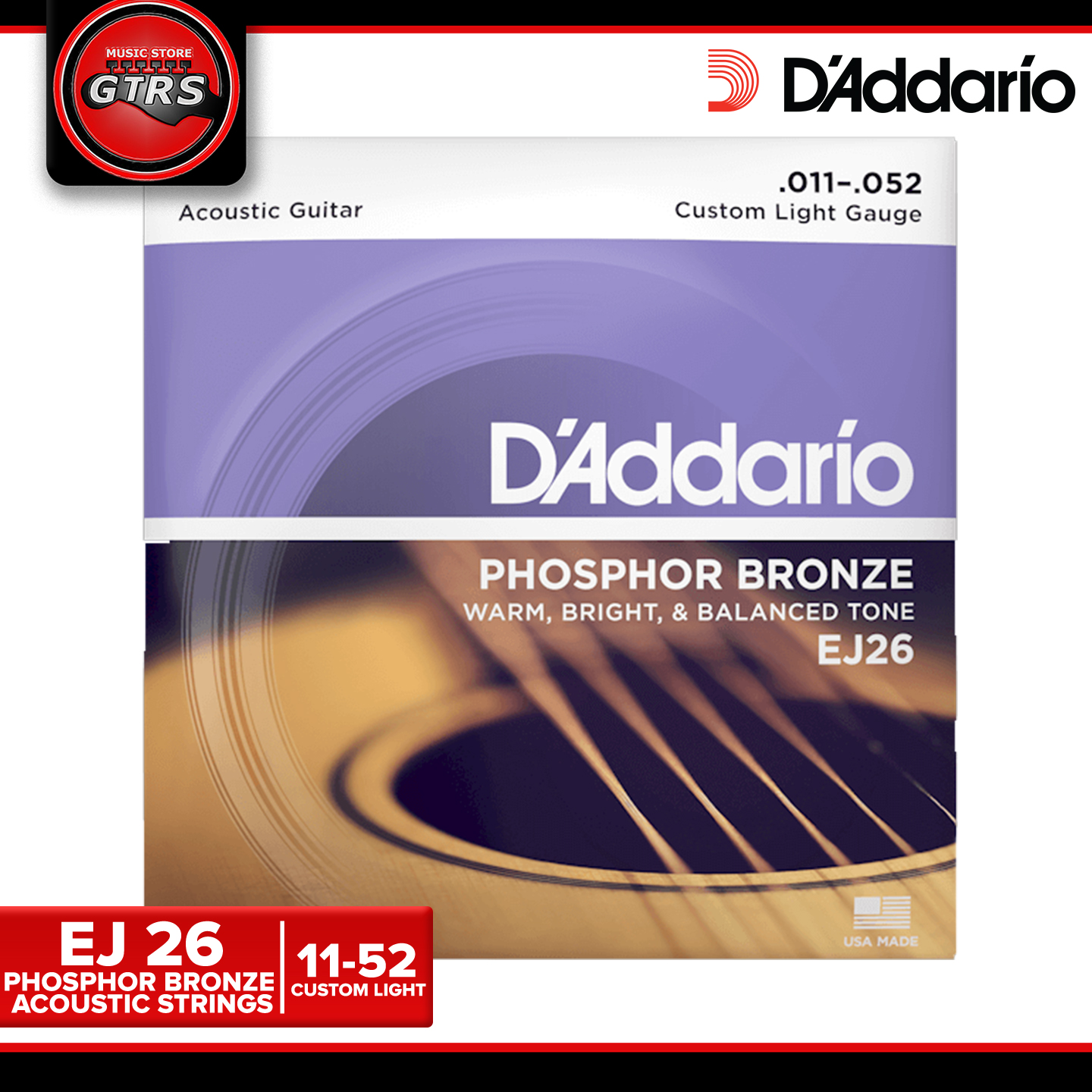 Lazada　PH　Bronze　Strings　Acoustic　Guitar　D'Addario　Phosphor