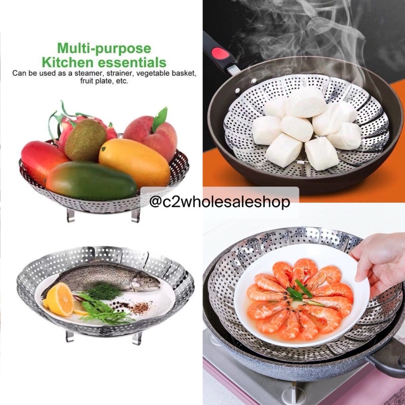 Stainless Steel Food Steamer Basket Foldable Steamer fruit basket