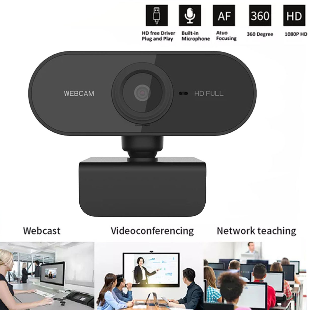Full HD 1080P cam for PC cam for Online Teaching Video Calling
