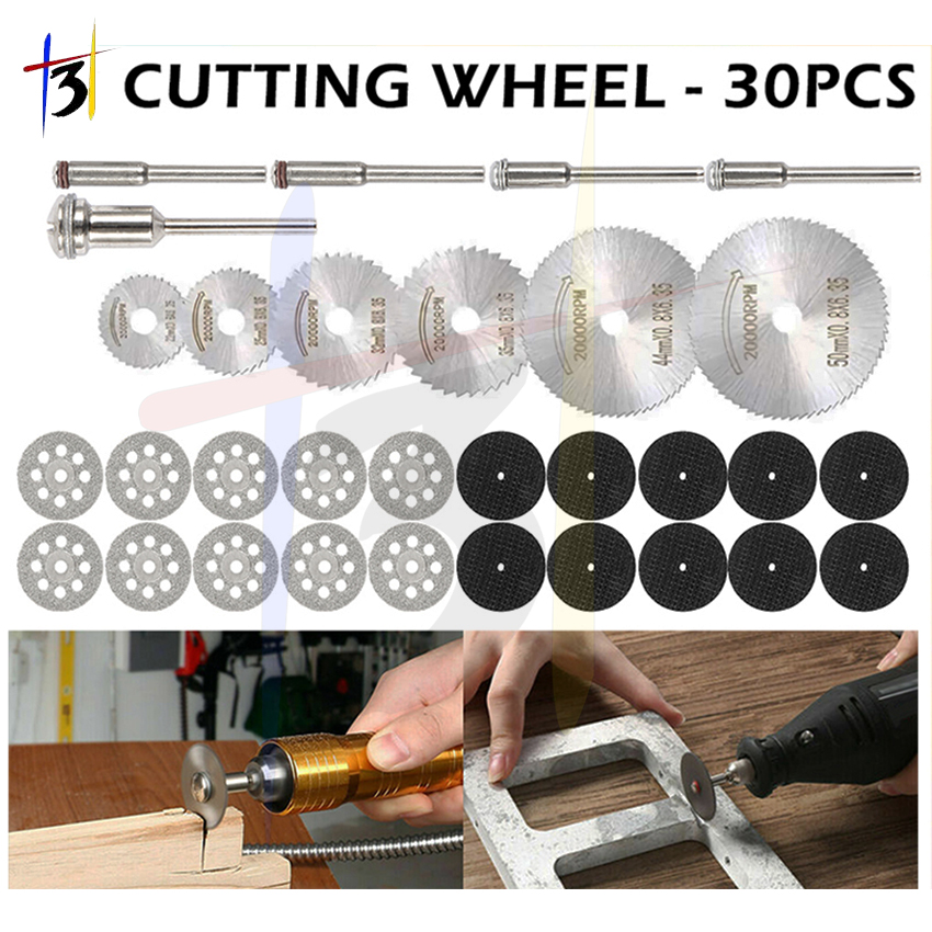 30Pcs 32mm Resin Cutting Wheel Discs Set mit Mandrel Kit for Dremel Rotary Tools 