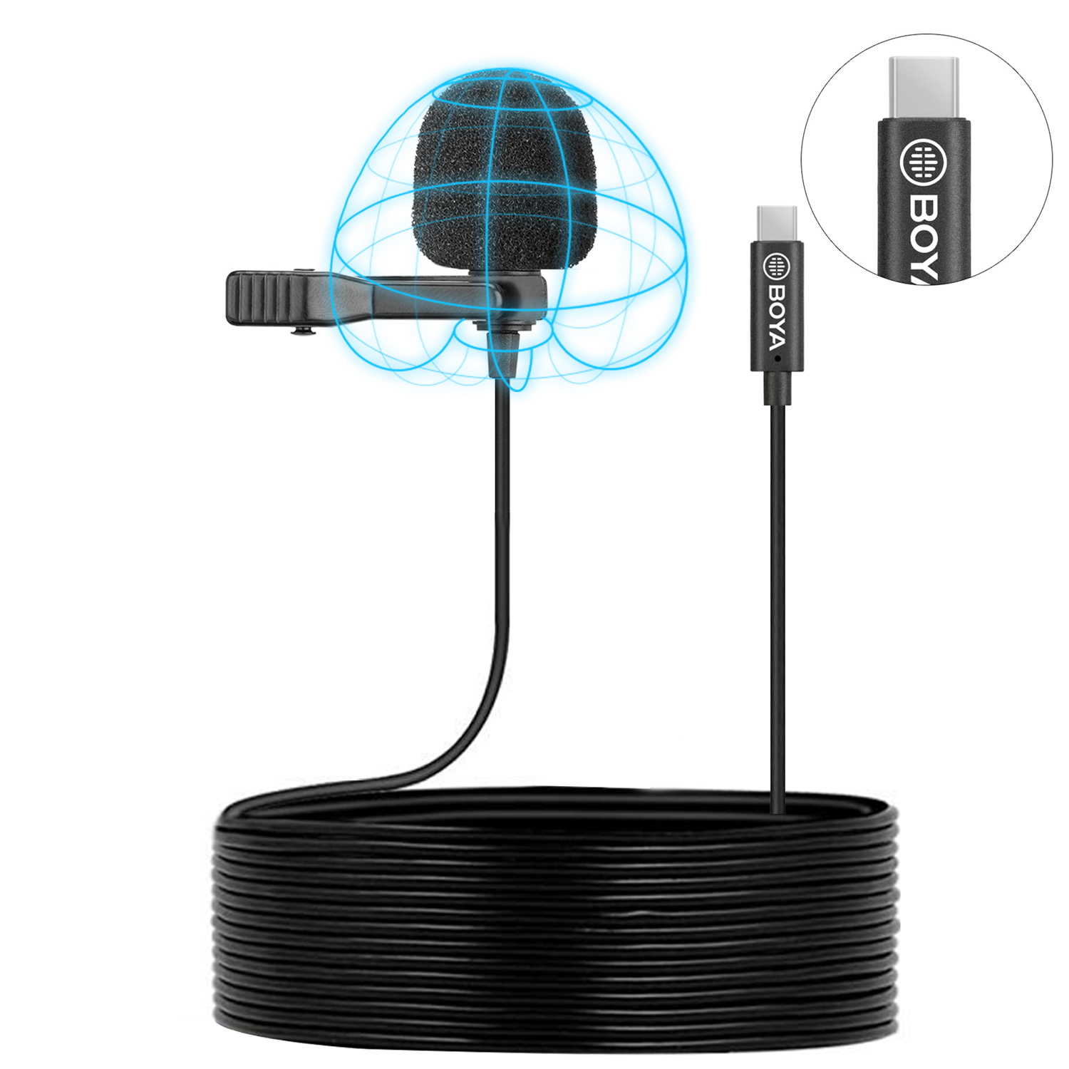 BOYA BYM1 PRO 6m 3.5mm Condenser Lavalier Microphone for PC Mobile