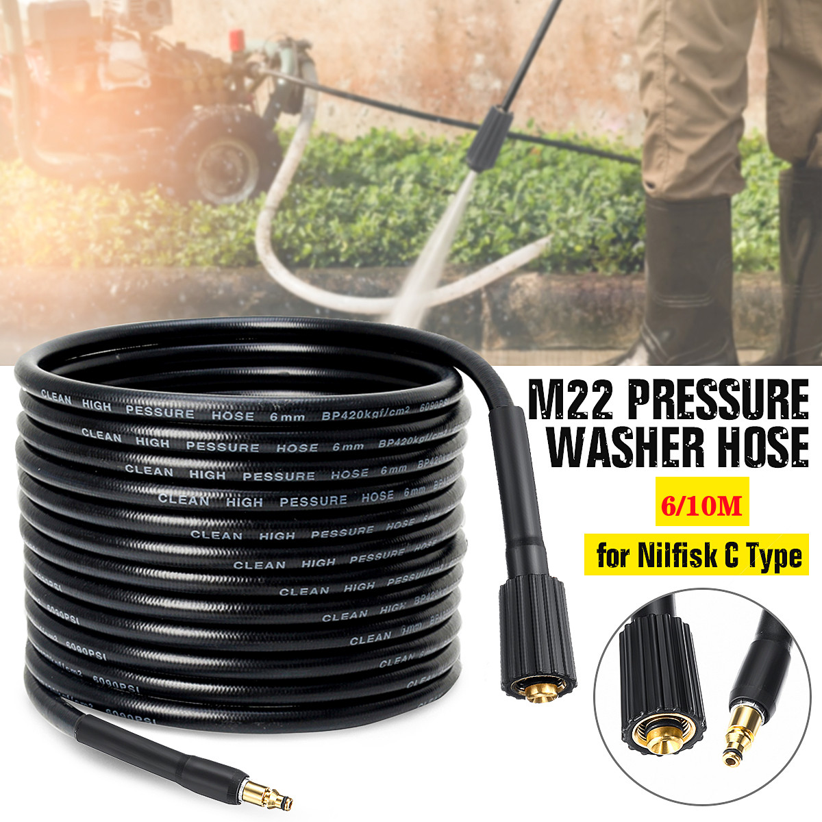Replacement 10 meters Pressure Washer Hose for Nilfisk/Gerni/Stihl