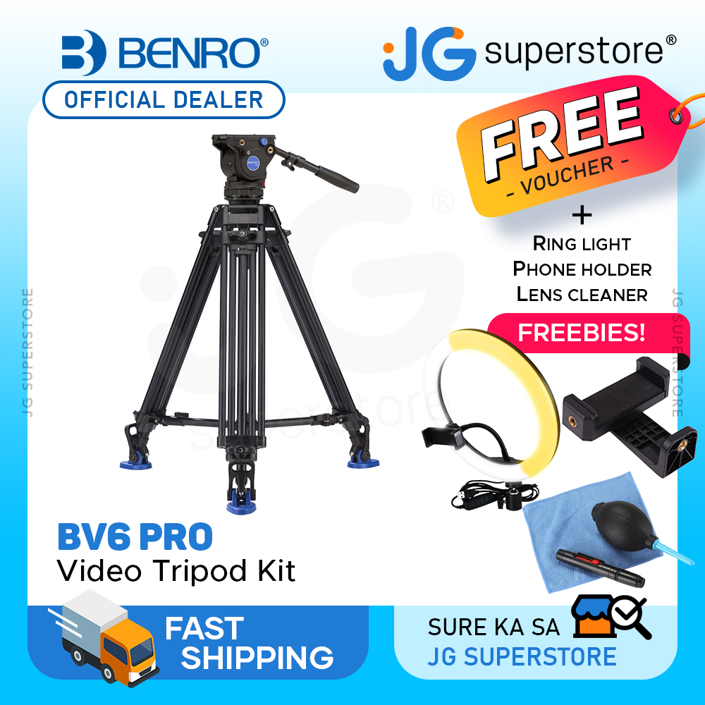 Benro BV6 Pro Aluminum Video Tripod Kit with 6kg Load Capacity, 2Stage