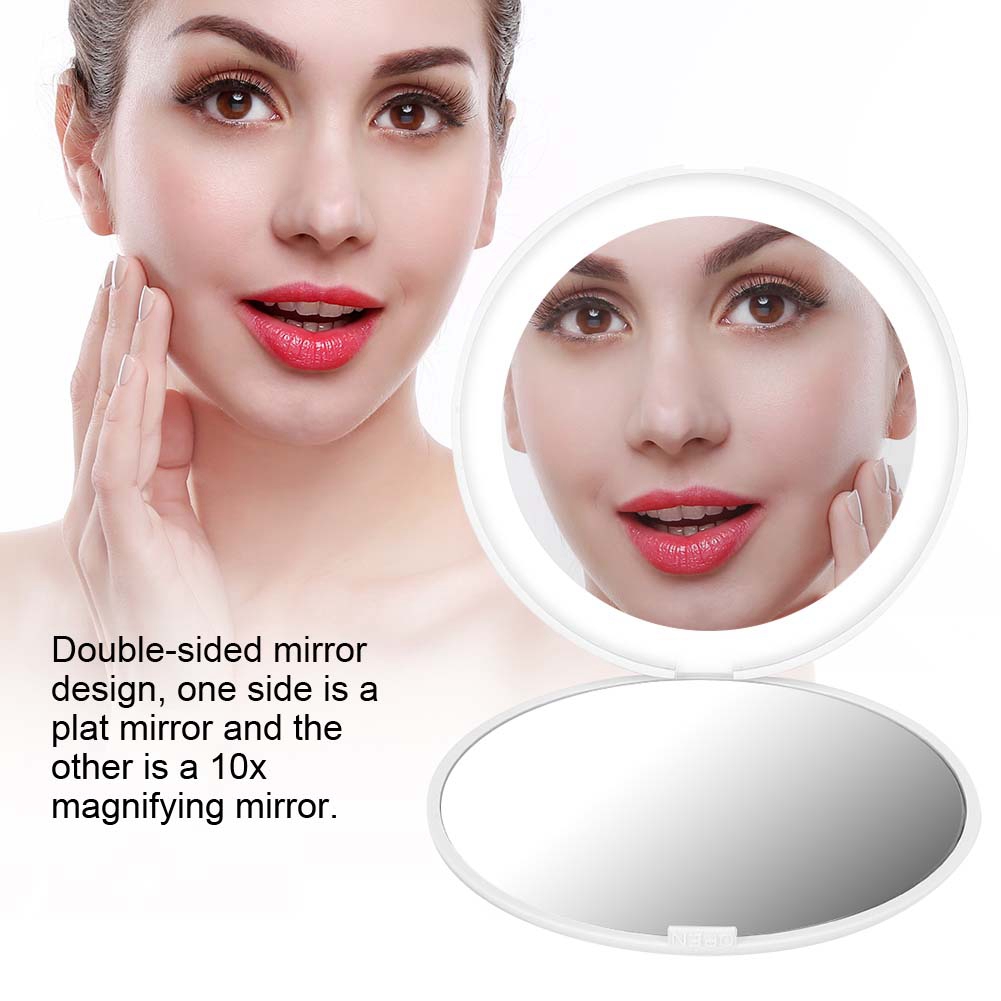 10X magnifying makeup mirror with lights portable foldable mini 12 leds makeup mirror cosmetic tool
