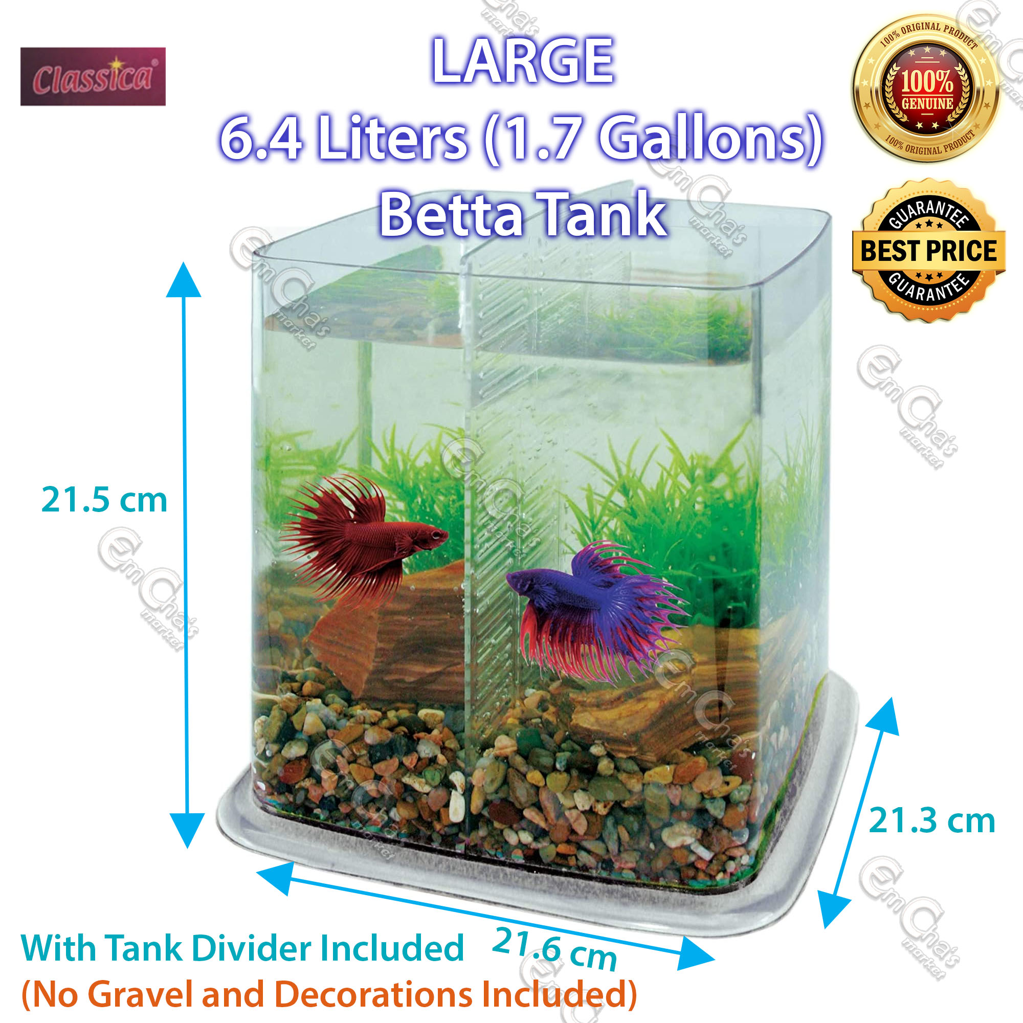 LARGE Classica Betta Battle Paradise Aquarium 6.4 Liters (bwl) (acc
