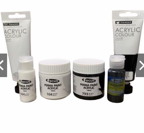 Acrylic paint white / black 30ml and 100ml