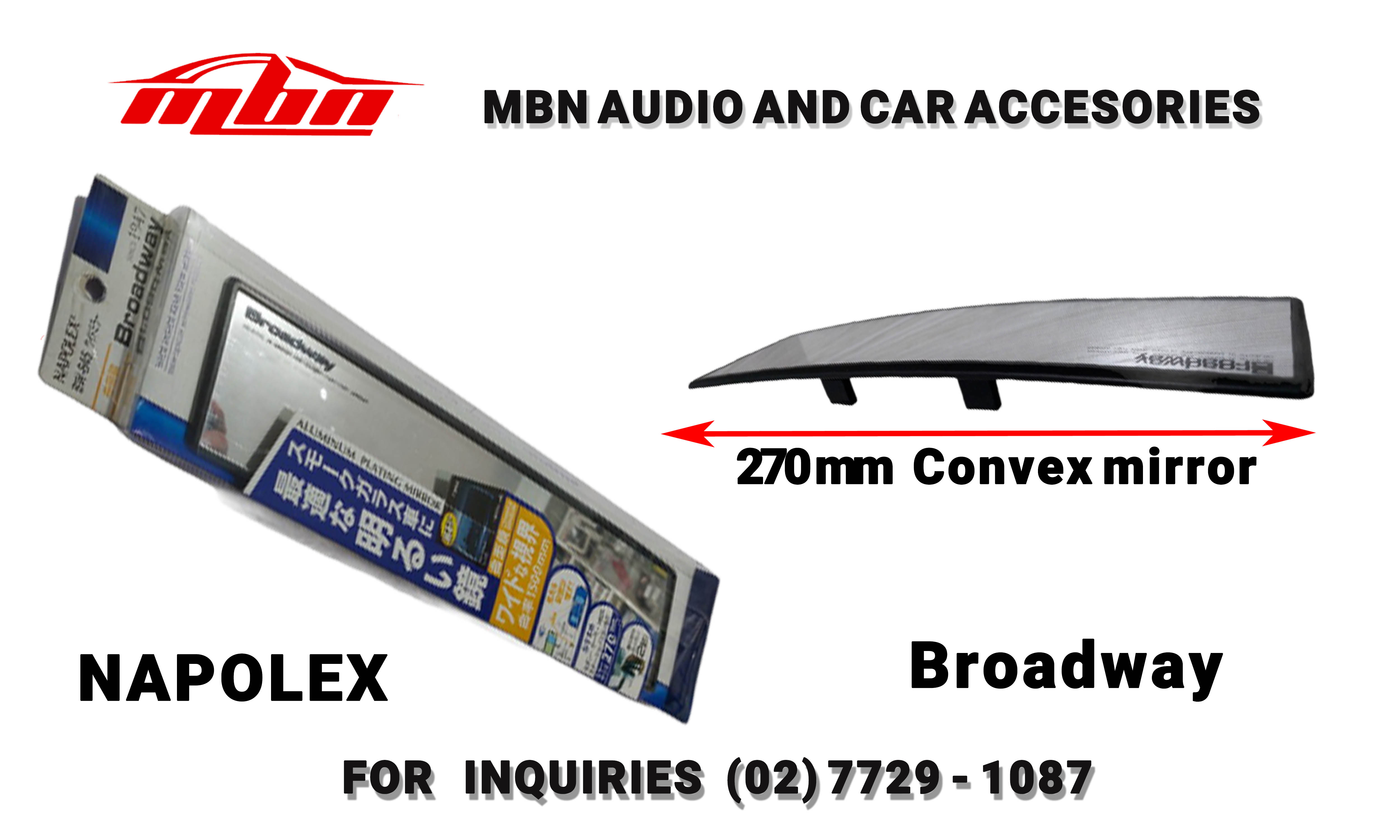 Napolex BROADWAY Rear View Mirror, Curve/Convex 270mm Clear Aluminum